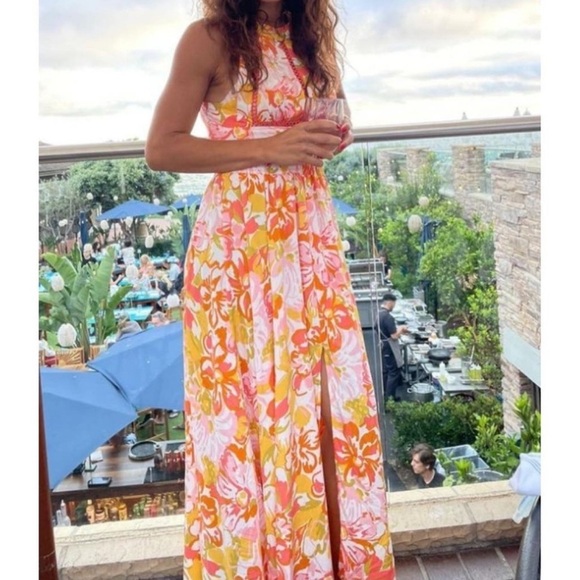 NWT Abel The Label Colorful Abstract Halter Maxi Dress Size Small - Picture 2 of 14